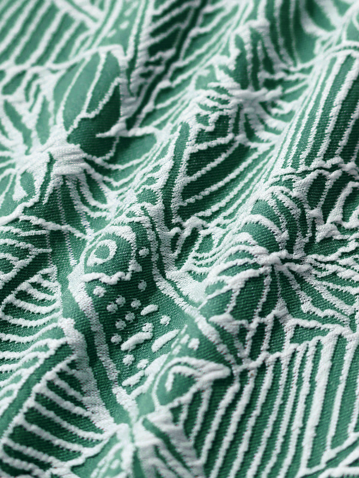 Green Textured Elastic Bikini Bottom
