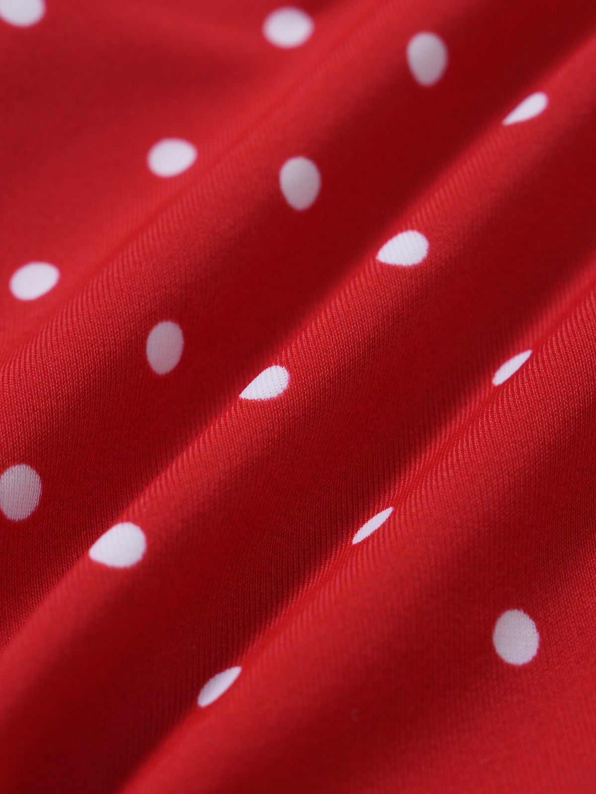Red Print Polka Dot U-Ring Bikini Top