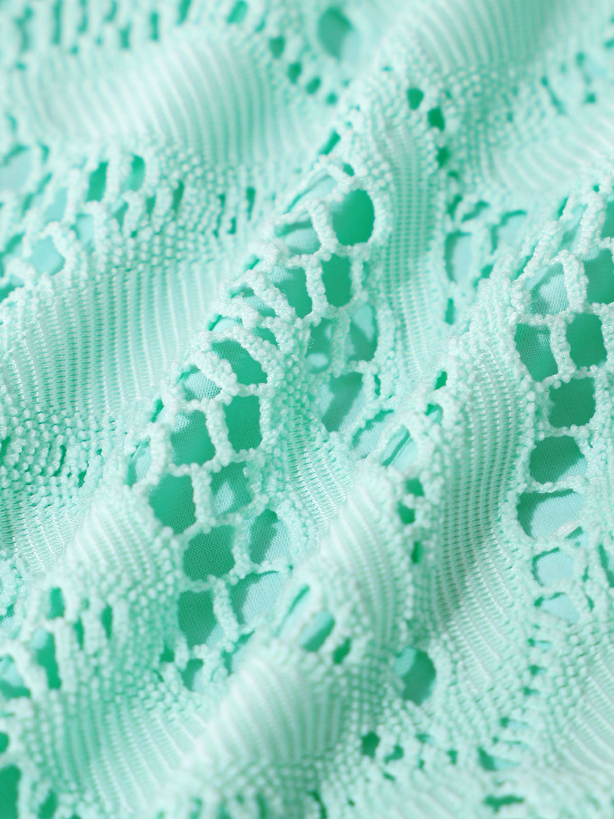 Cyan Textured High Cut Bikini Bottom