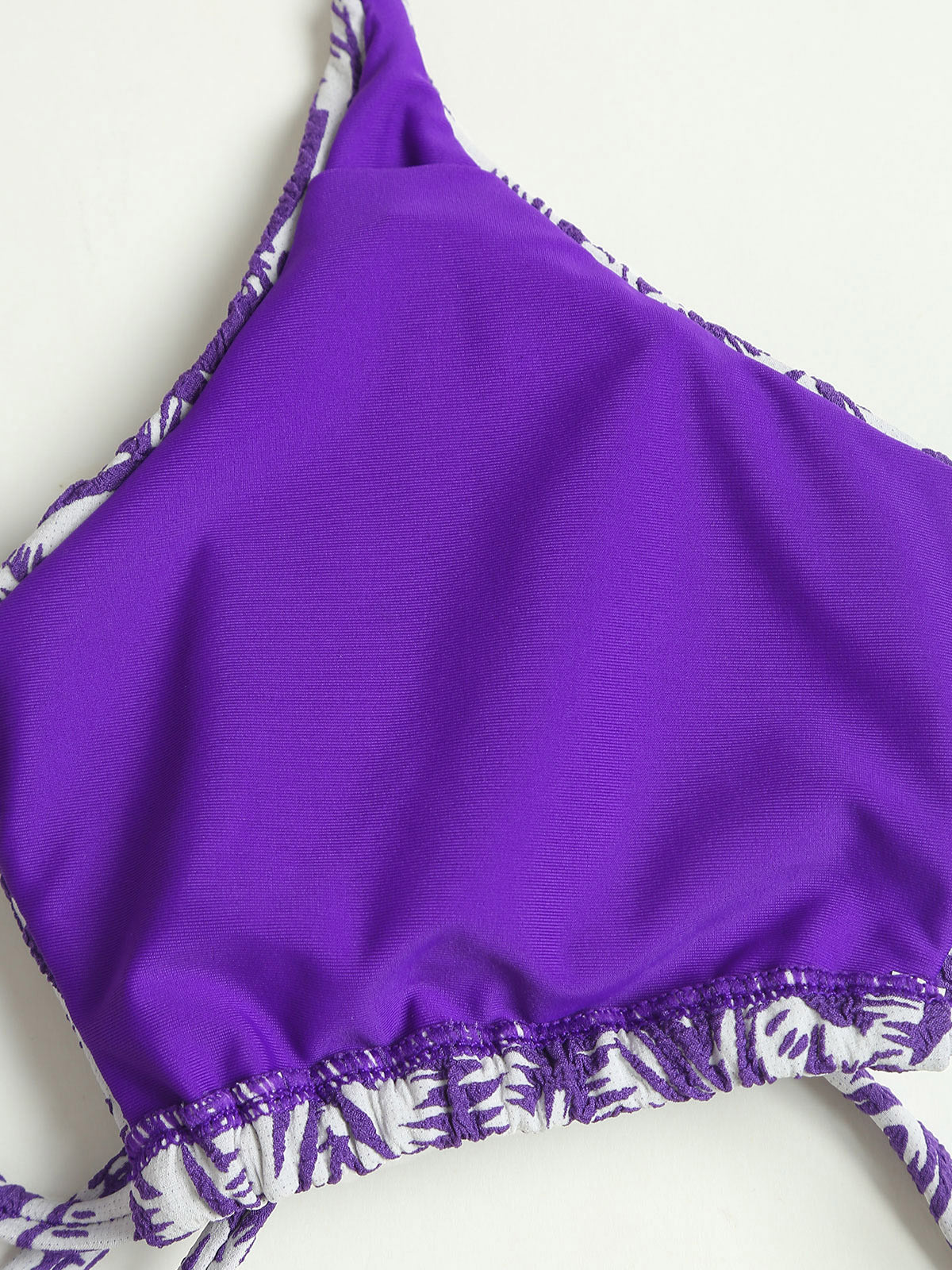 Purple Textured Cutout X Cross Bikini Top
