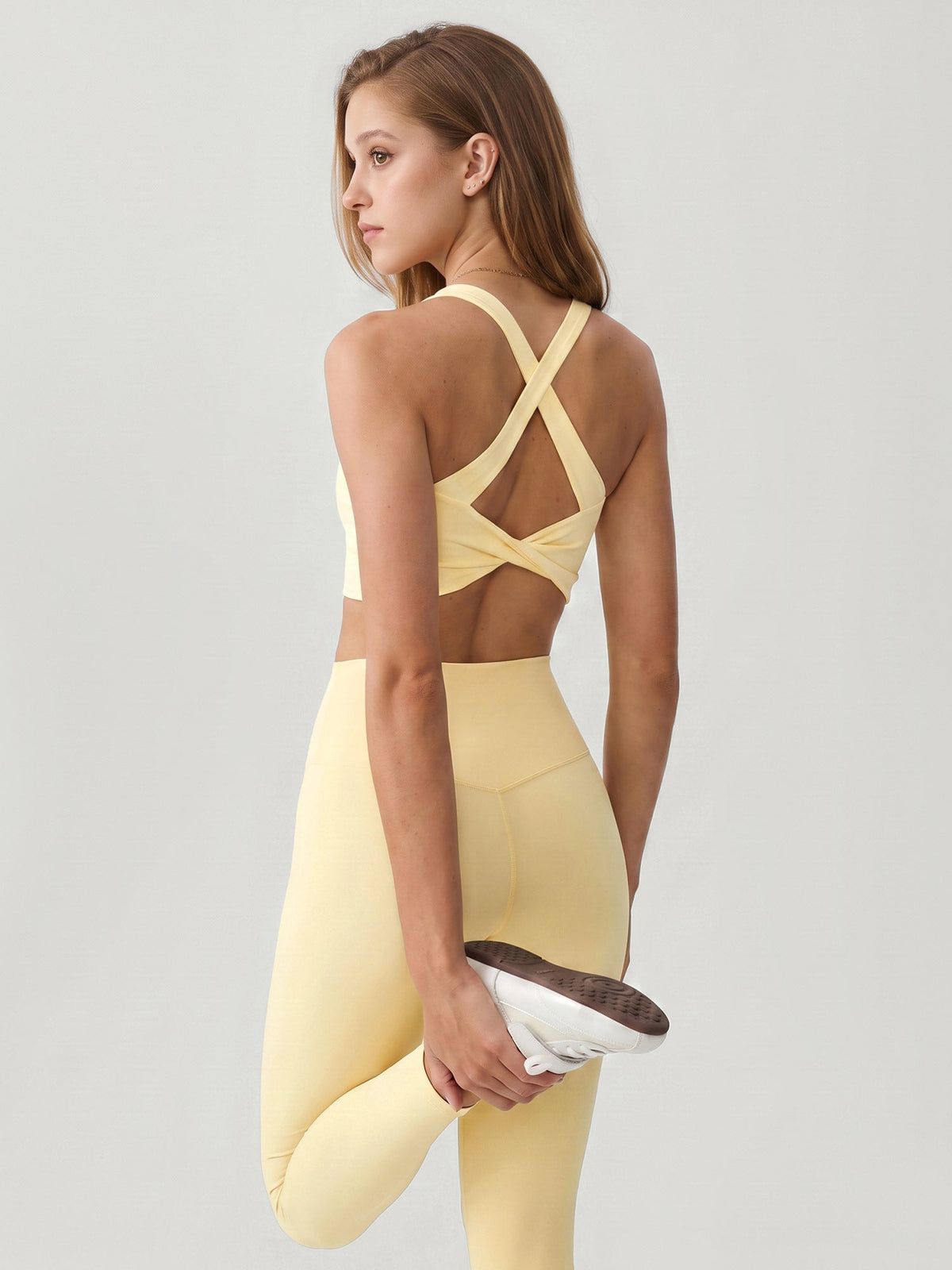 Light Yellow High Waisted Leggings 24"