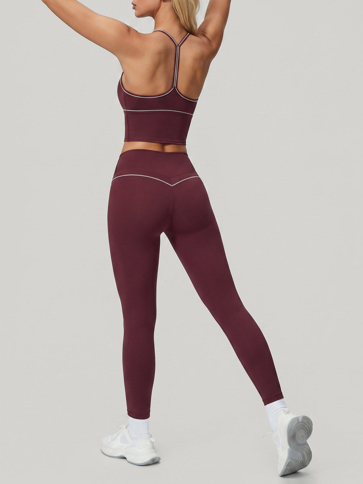 Red Seam Detail High Waisted Leggings 27"