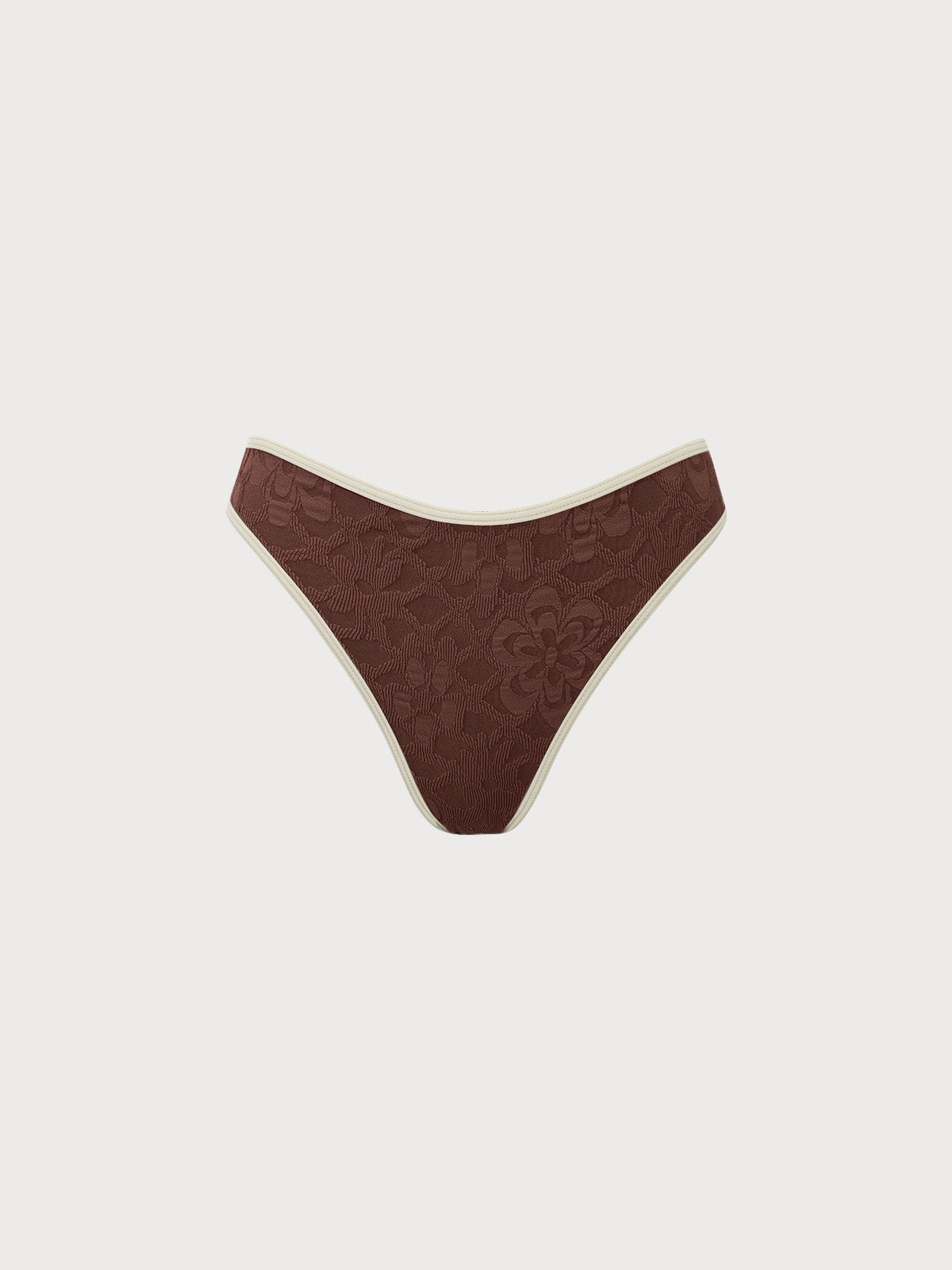 Dark Coffee Contrast Jacquard Bikini Bottom