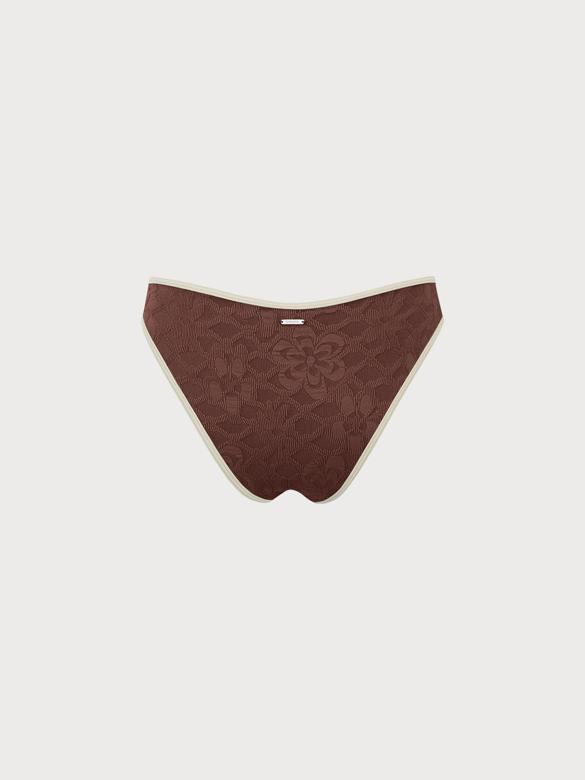 Dark Coffee Contrast Jacquard Bikini Bottom