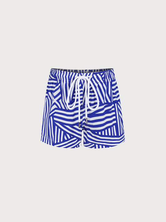 Boys' Navy Geometric Swim Shorts