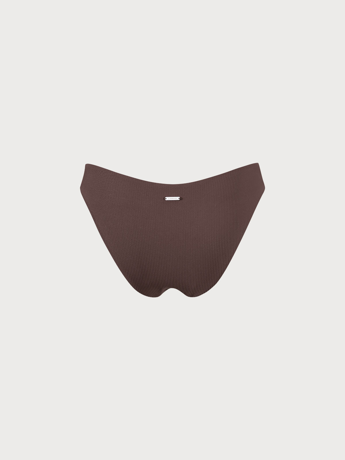 Coffee Ribbed Natural Waisted Bikini Bottom