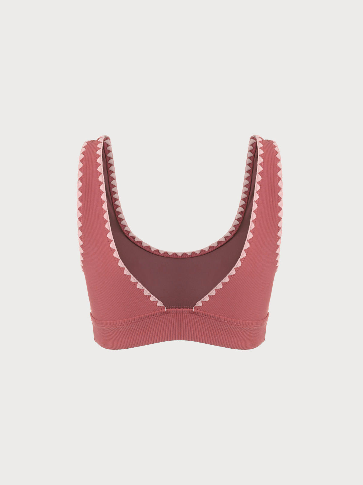 Contrast Stitch Longline Plus Size Bikini Top