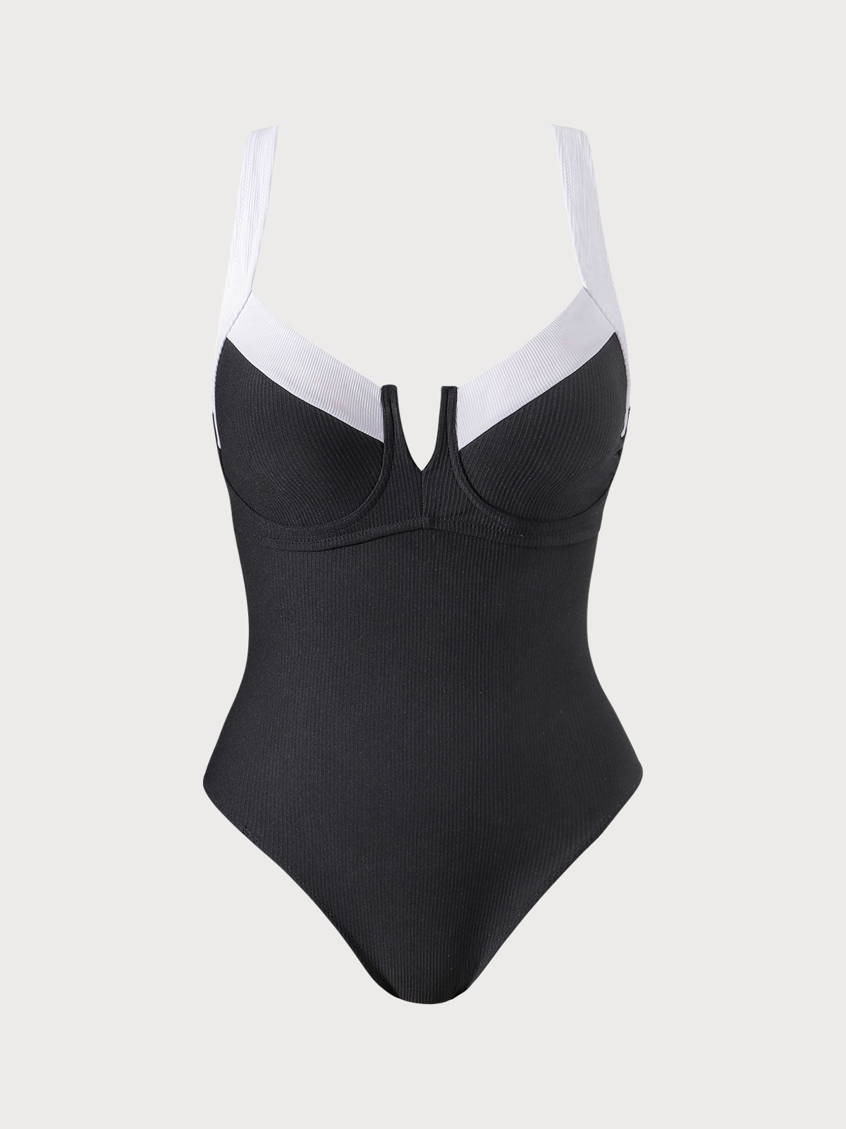 Contrast Trim Plus Size One-Piece Swimsuit