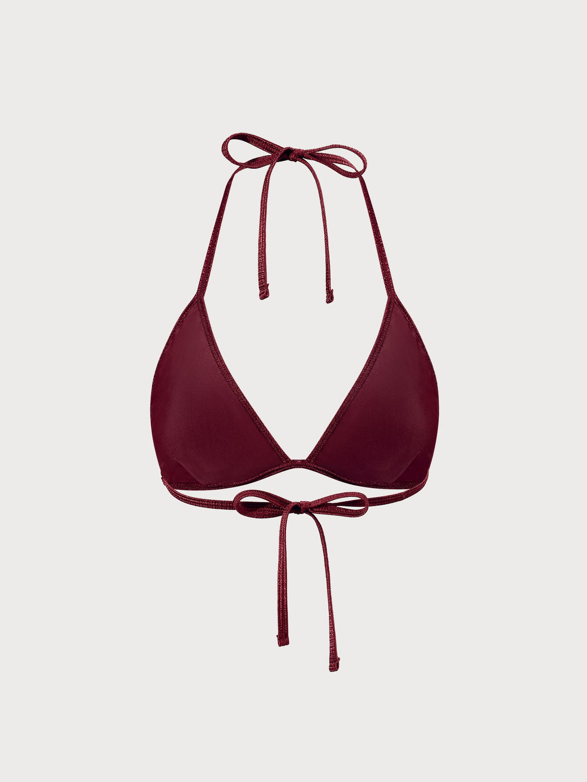 Burgundy Crochet Halter Triangle Bikini Top