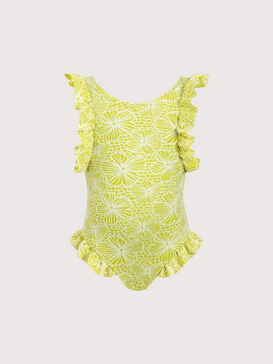 Girls' Light Green Ruffled One-Piece