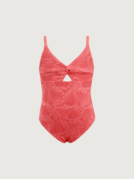 Girls' Red Jacquard One-Piece