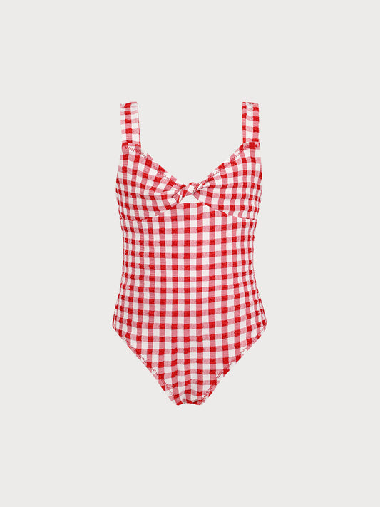 Girls' Red Gingham One-Piece