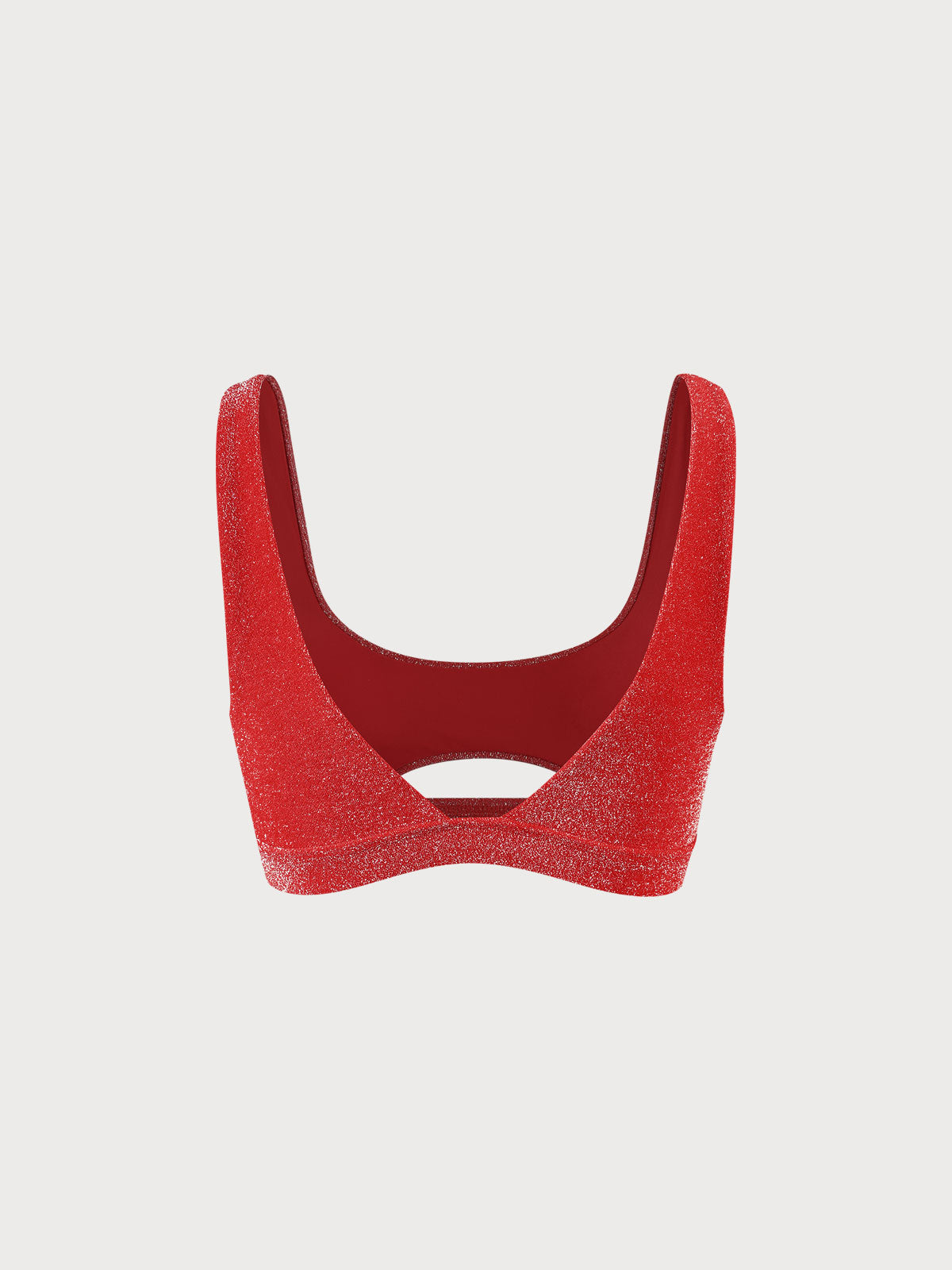 Red Lurex Cut Out Bikini Top