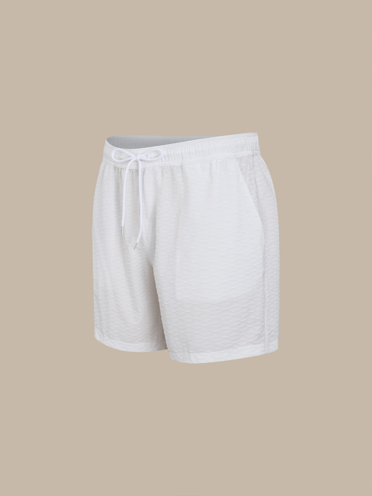 White 7" Men's Swim Trunks