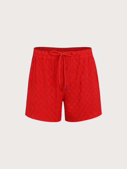 Men's Red Plaid 5" Swim Trunks