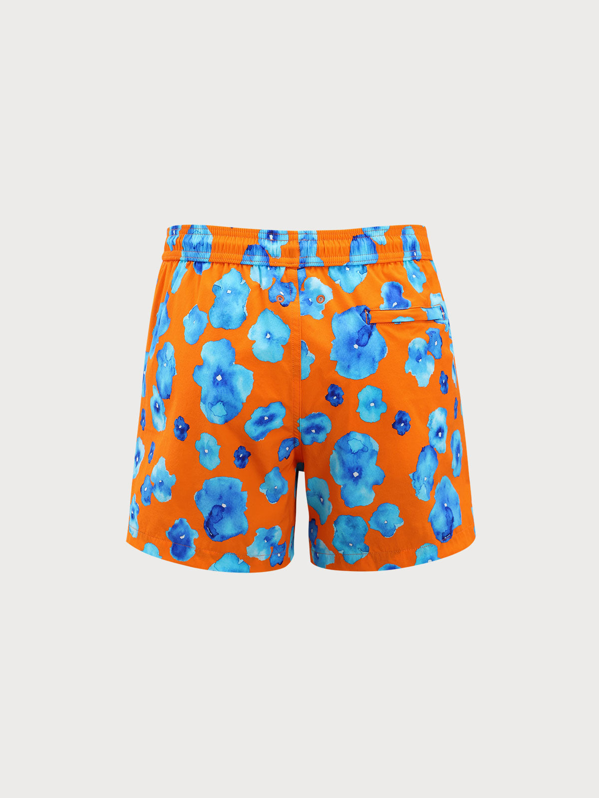 Hapnix® - Men's Orange Floral Print 5" Swim Trunks