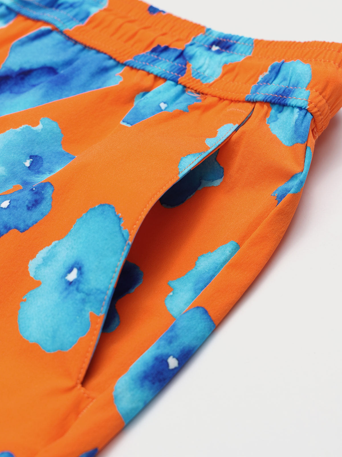 Hapnix® - Men's Orange Floral Print 5" Swim Trunks