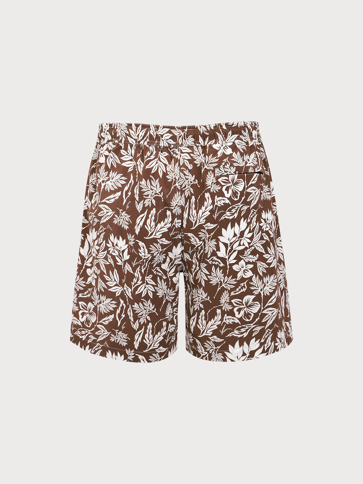 Brown Floral Print 7" Swim Trunks