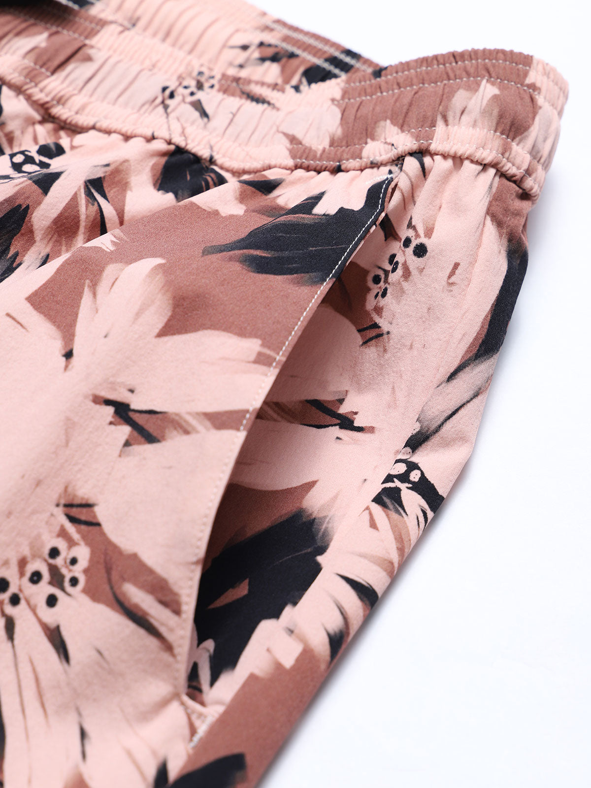 Brown Contrast Floral 7" Men's Swim Trunks