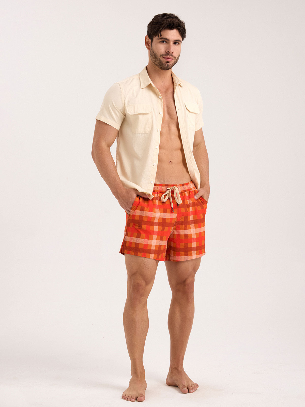 Hapnix® - Men's Orange 5" Swim Trunks