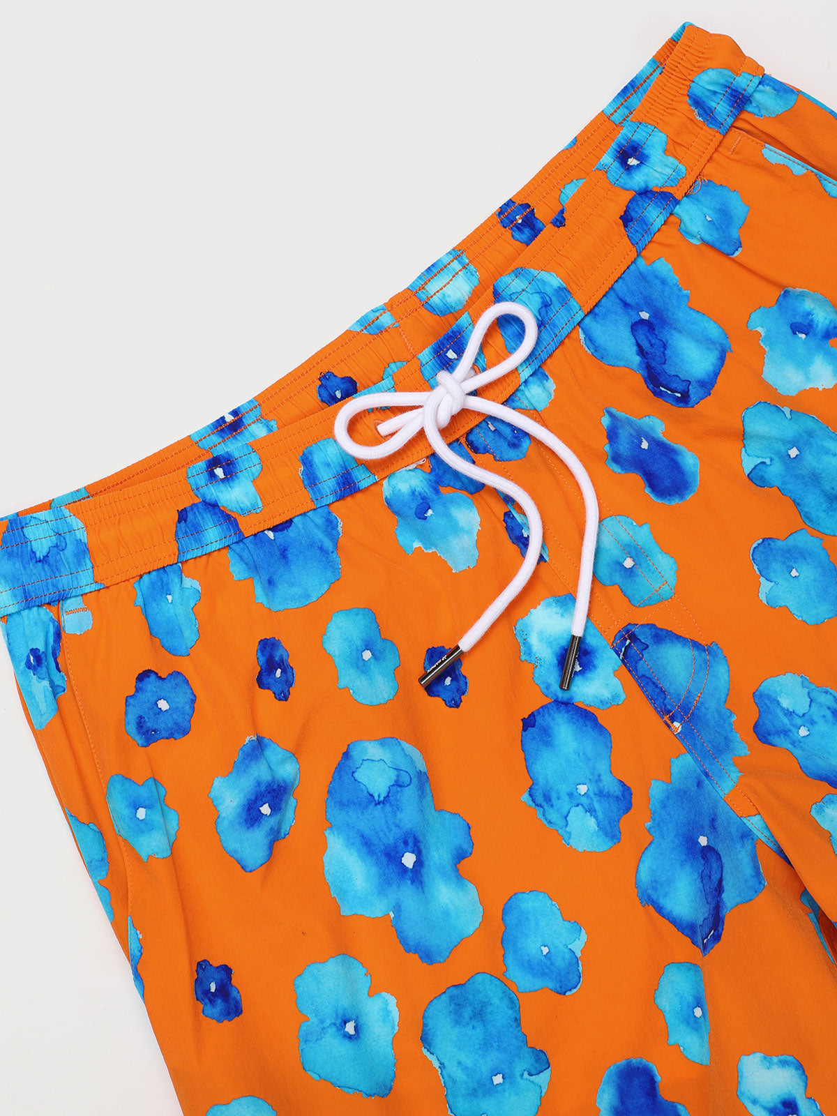 Hapnix® - Men's Orange Floral Print 5" Swim Trunks