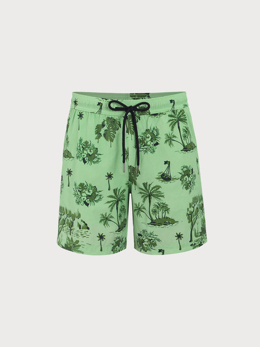 Green Tree Beach Men's 7" Swimming Trunks