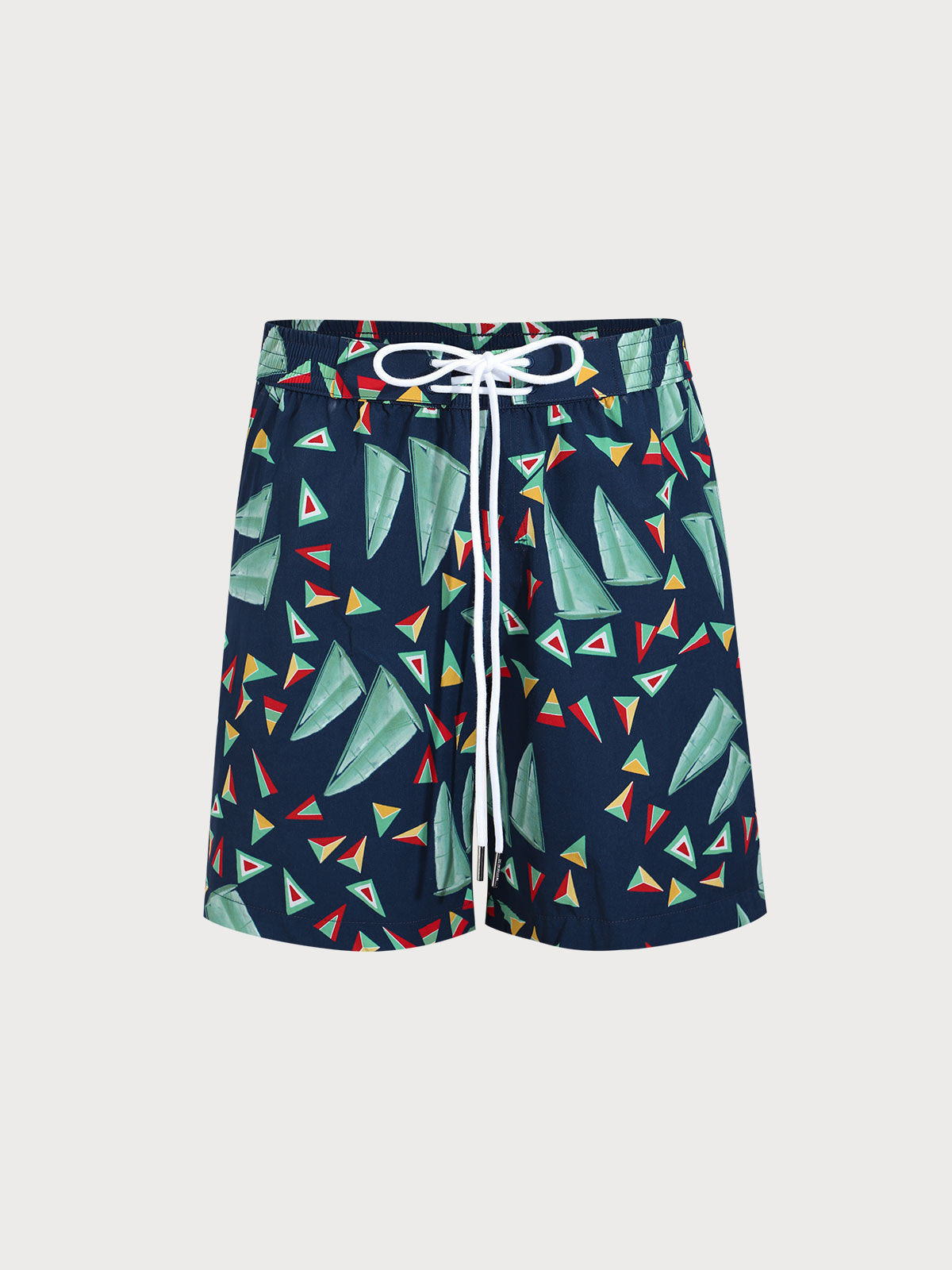 Navy Sailing Triangle Beach Men's 7" Swimming Trunks