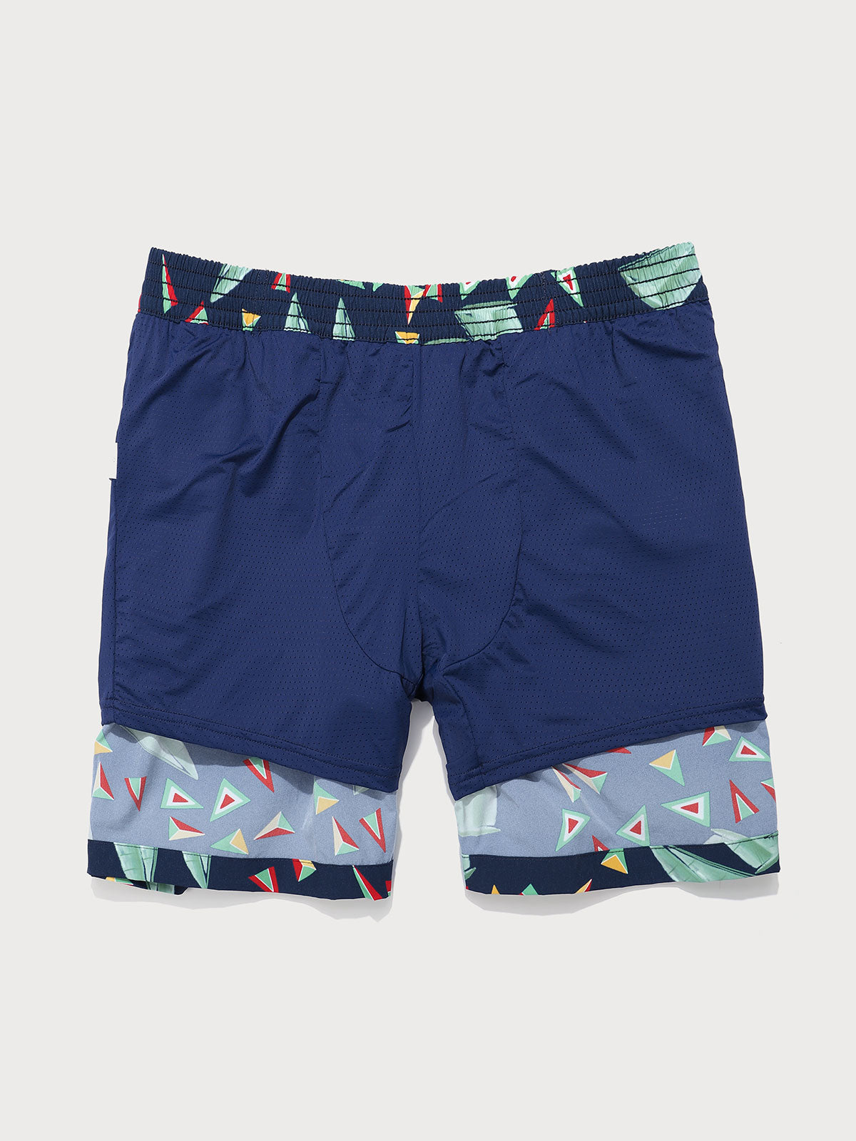 Navy Sailing Triangle Beach Men's 7" Swimming Trunks