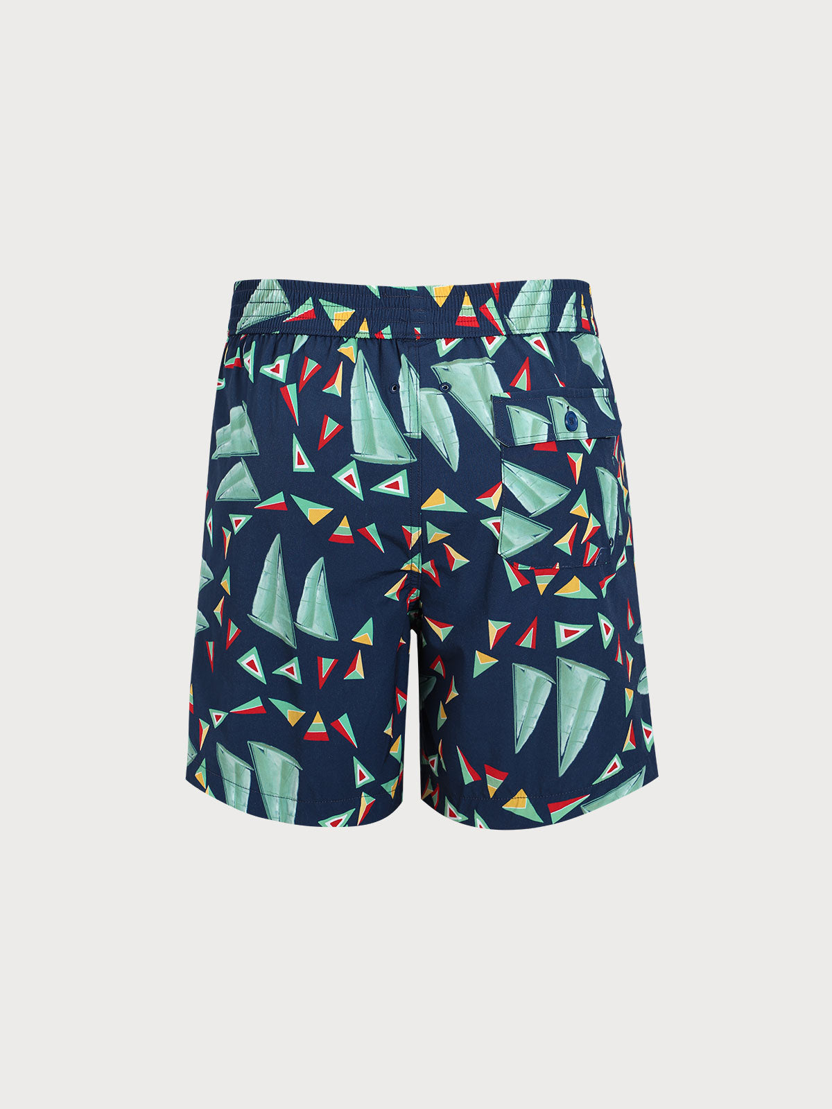 Navy Sailing Triangle Beach Men's 7" Swimming Trunks