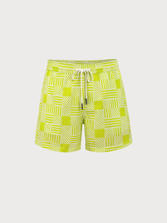 The Fluorescent Green Beach Men's 5" Swimming Trunks