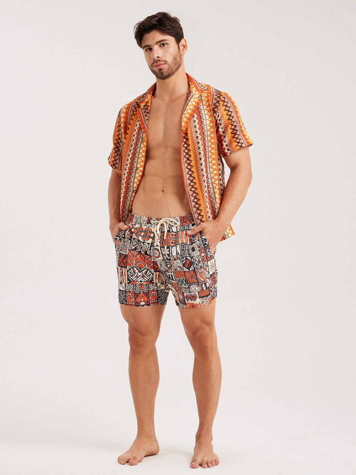Hapnix®- AfricaⅡ- The Orange Men's 5" Swim Trunks