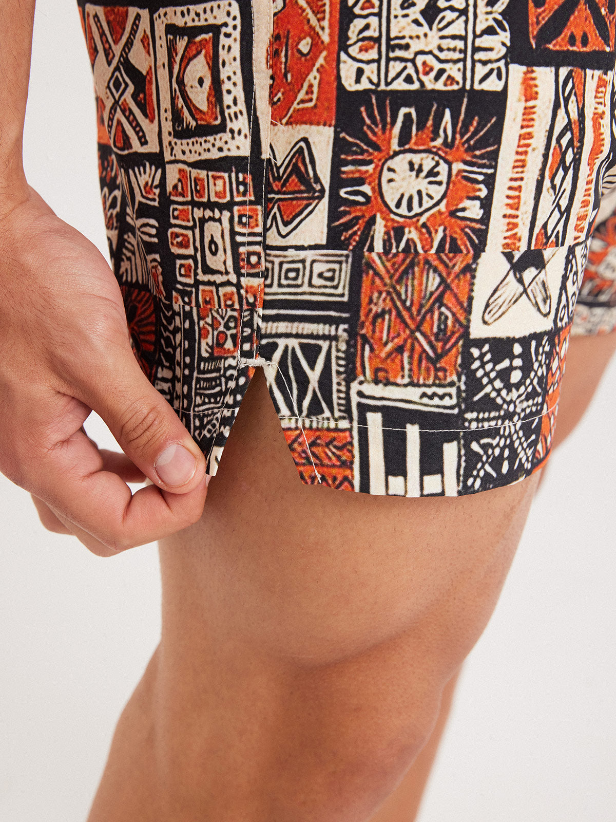 Hapnix®- AfricaⅡ- The Orange Men's 5" Swim Trunks
