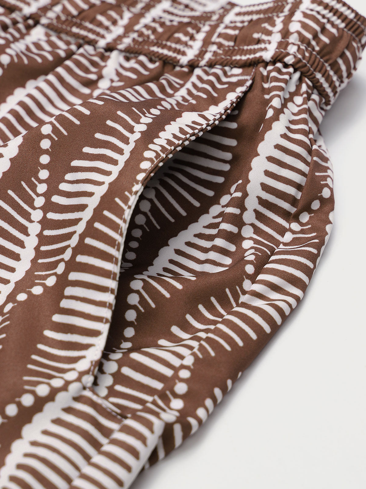 Brown Spiral 7" Crossover Swim Trunks