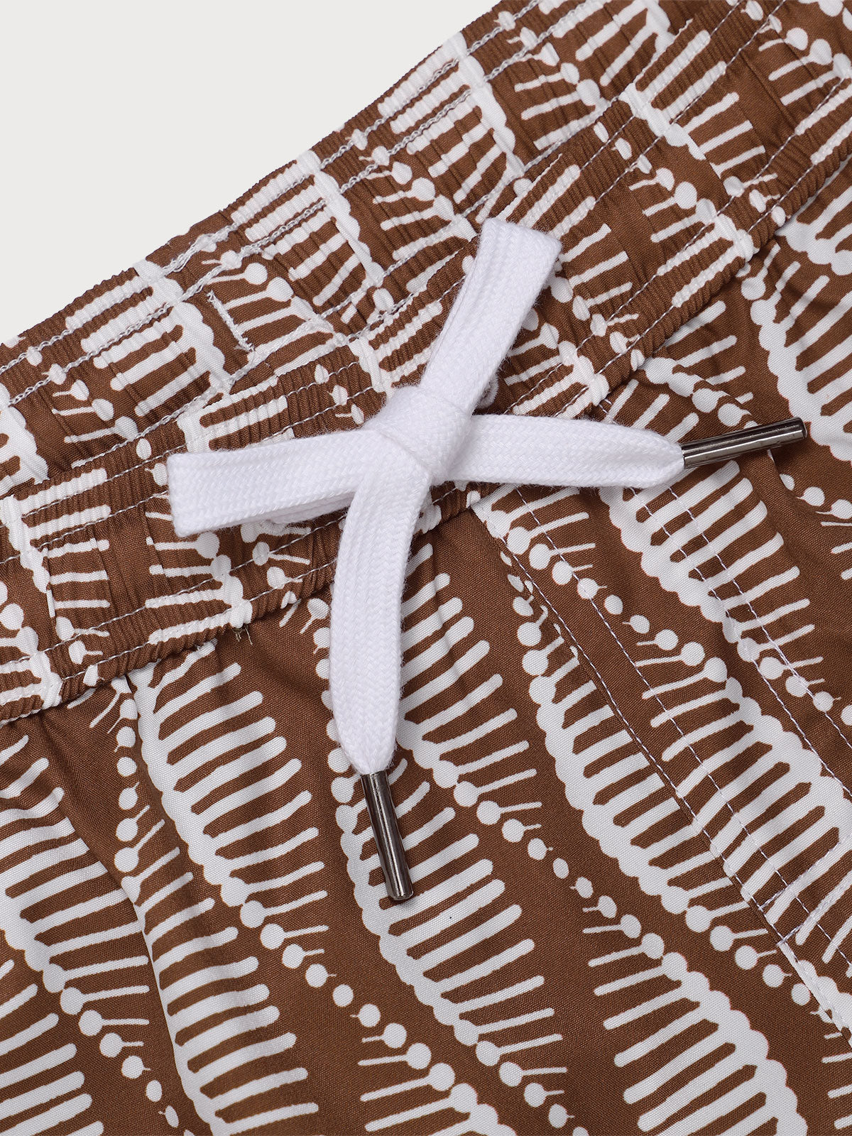 Brown Spiral 7" Crossover Swim Trunks