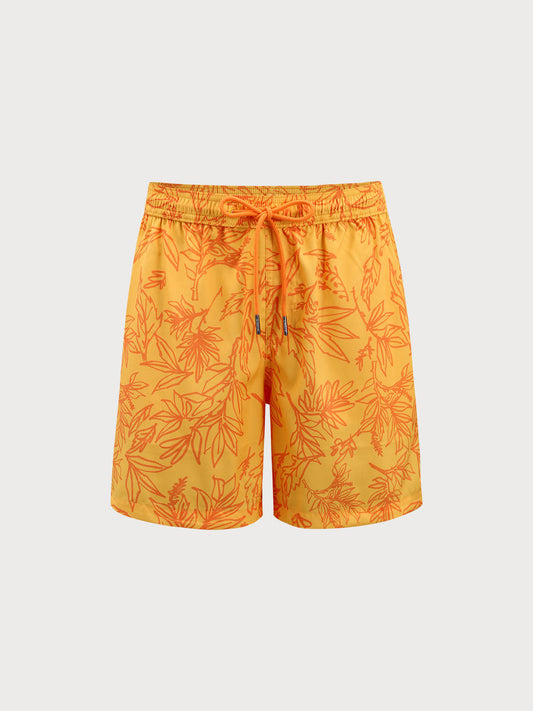 The Yellow Floral Beach Men's 7" Swimming Trunks