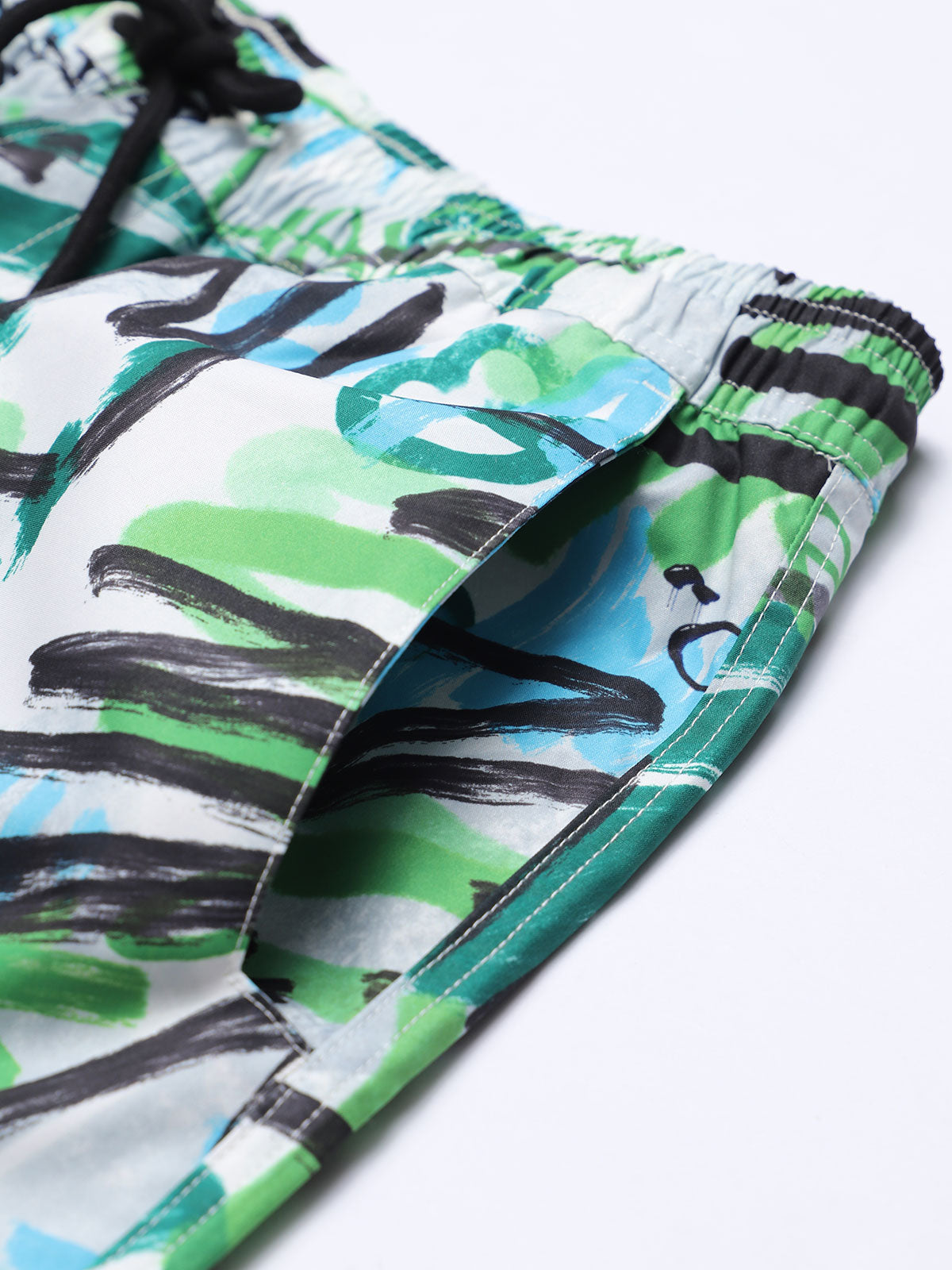Hapnix® - Men's Green Printed 7" Swim Trunks