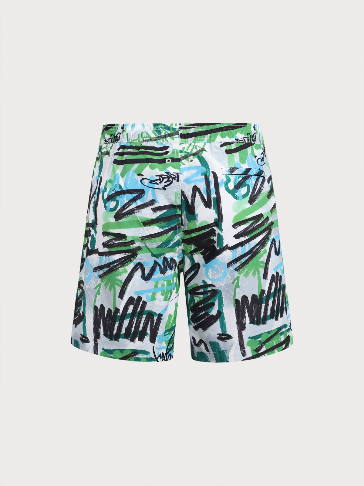 Hapnix® - Men's Green Printed 7" Swim Trunks