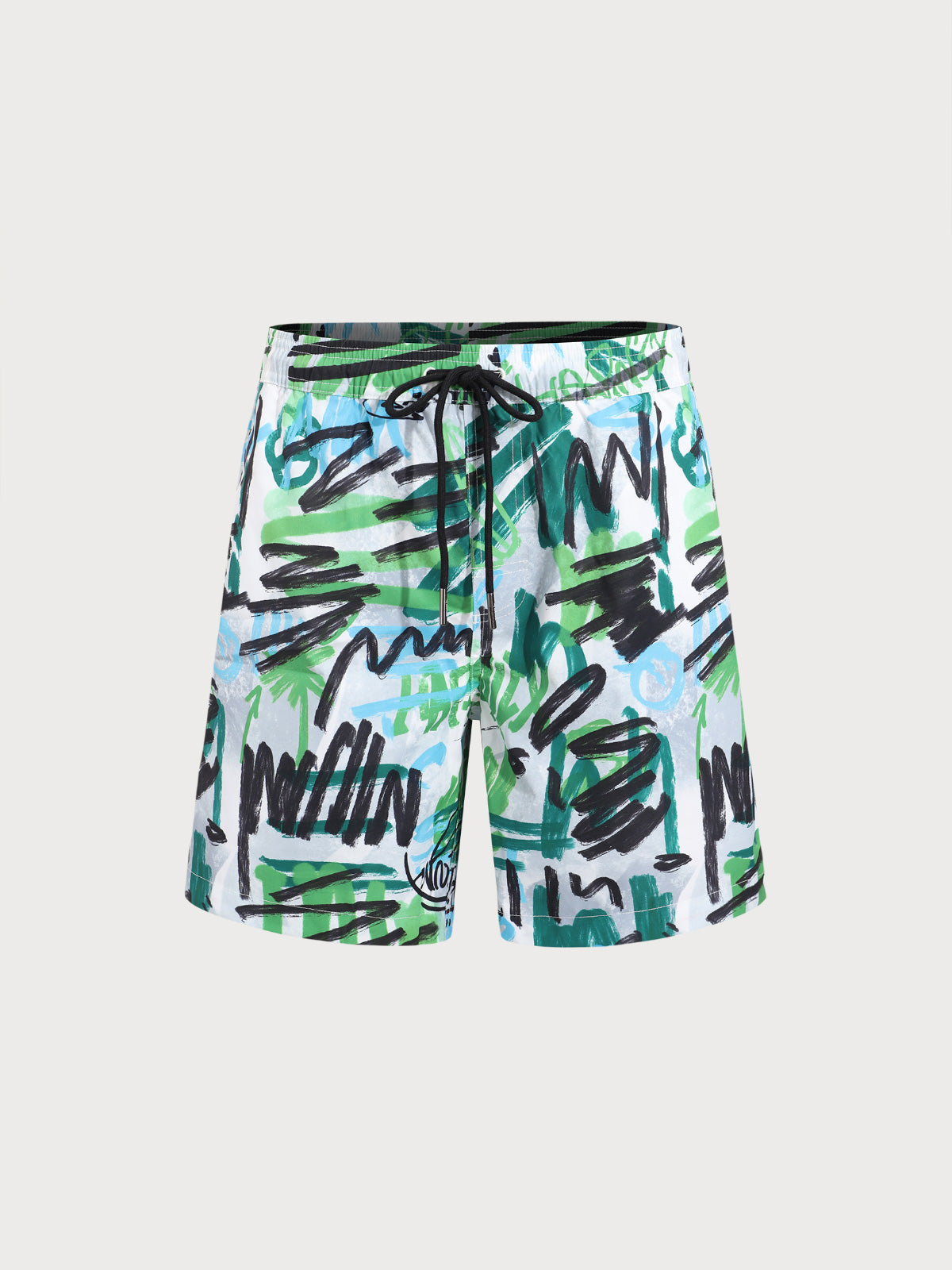 Hapnix® - Men's Green Printed 7" Swim Trunks