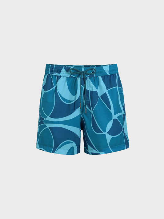 The Blue Geometric Men's 5" Swimming Trunks