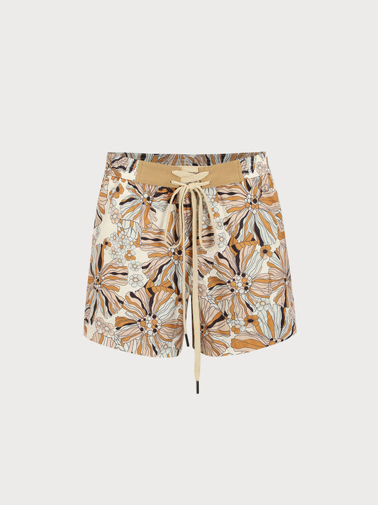 Hapnix® - Orange Floral Men's 5" Swim Trunks