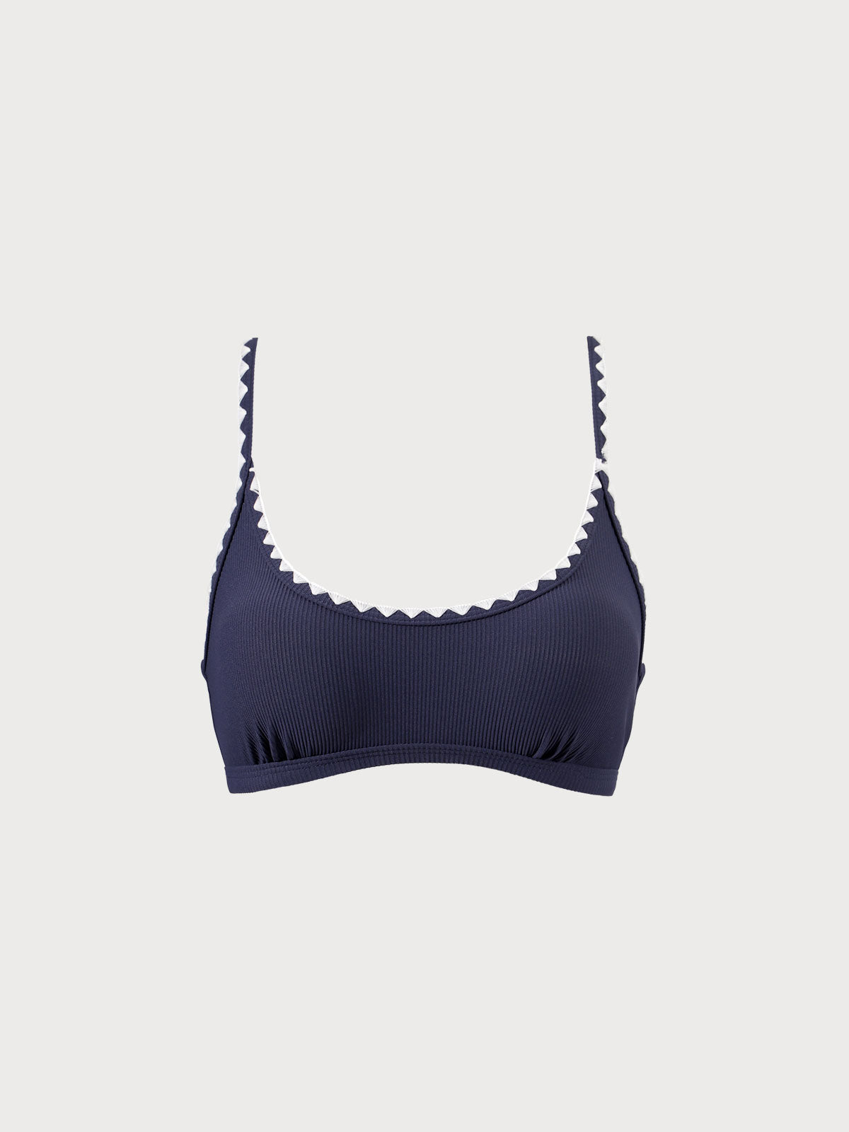 Navy Contrast Stitch Bikini Top