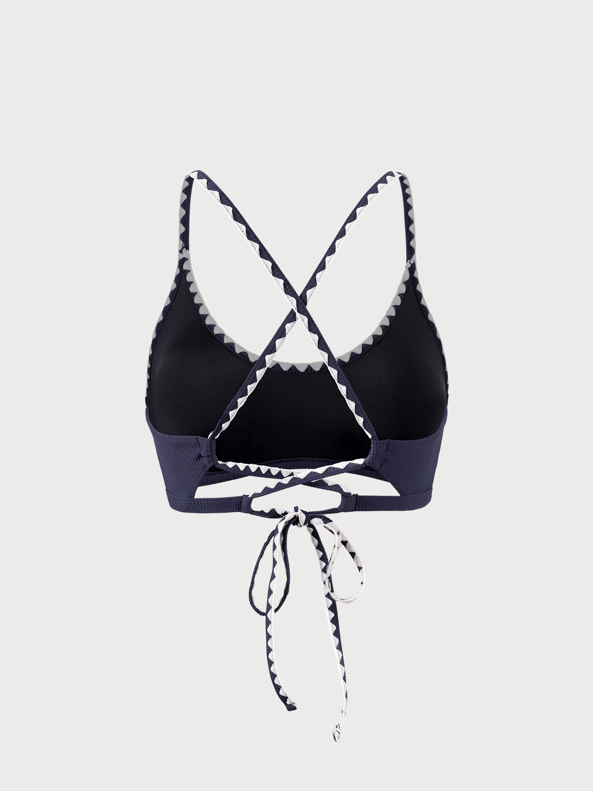 Navy Contrast Stitch Bikini Top