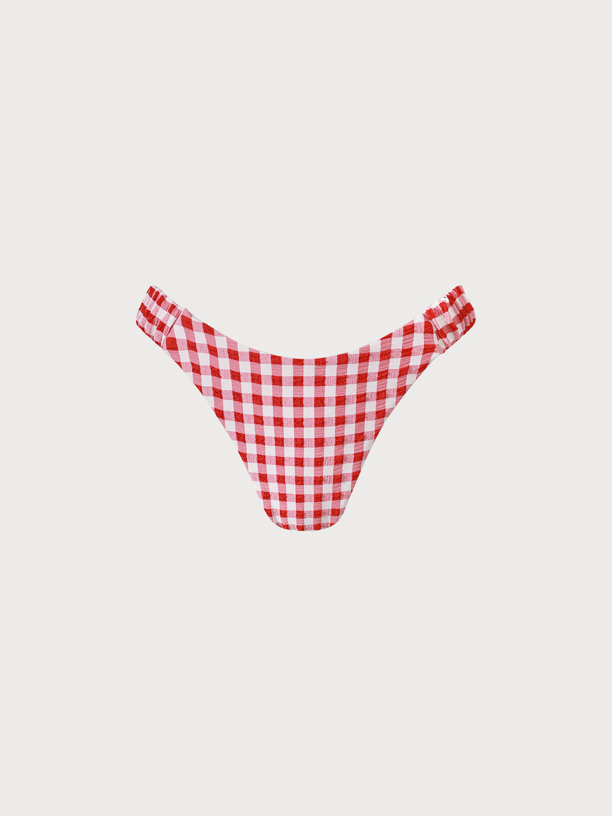 Red Gingham Ruched Bikini Bottom
