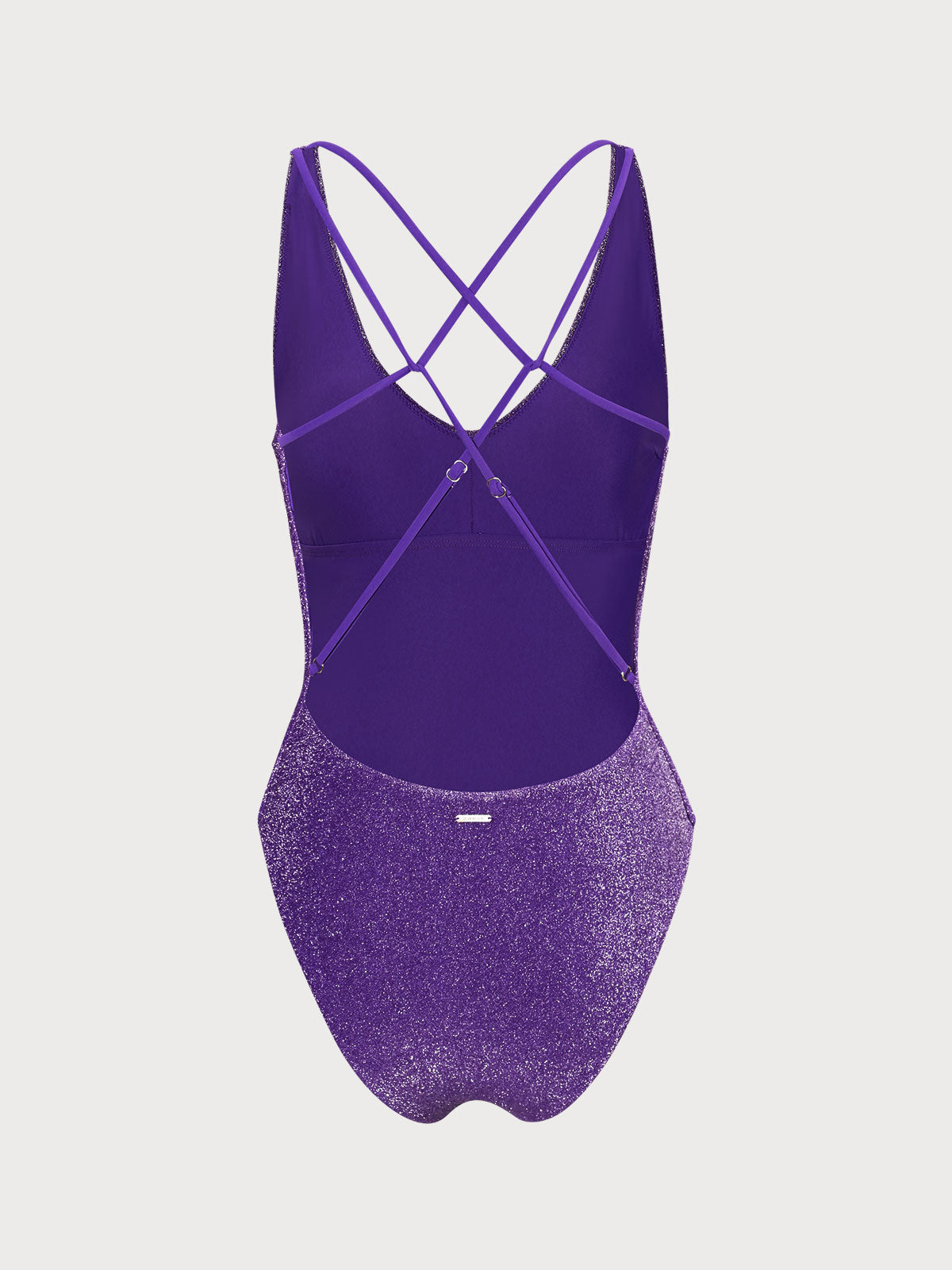 Purple Lurex Cross Back One-Piece Swimsuit