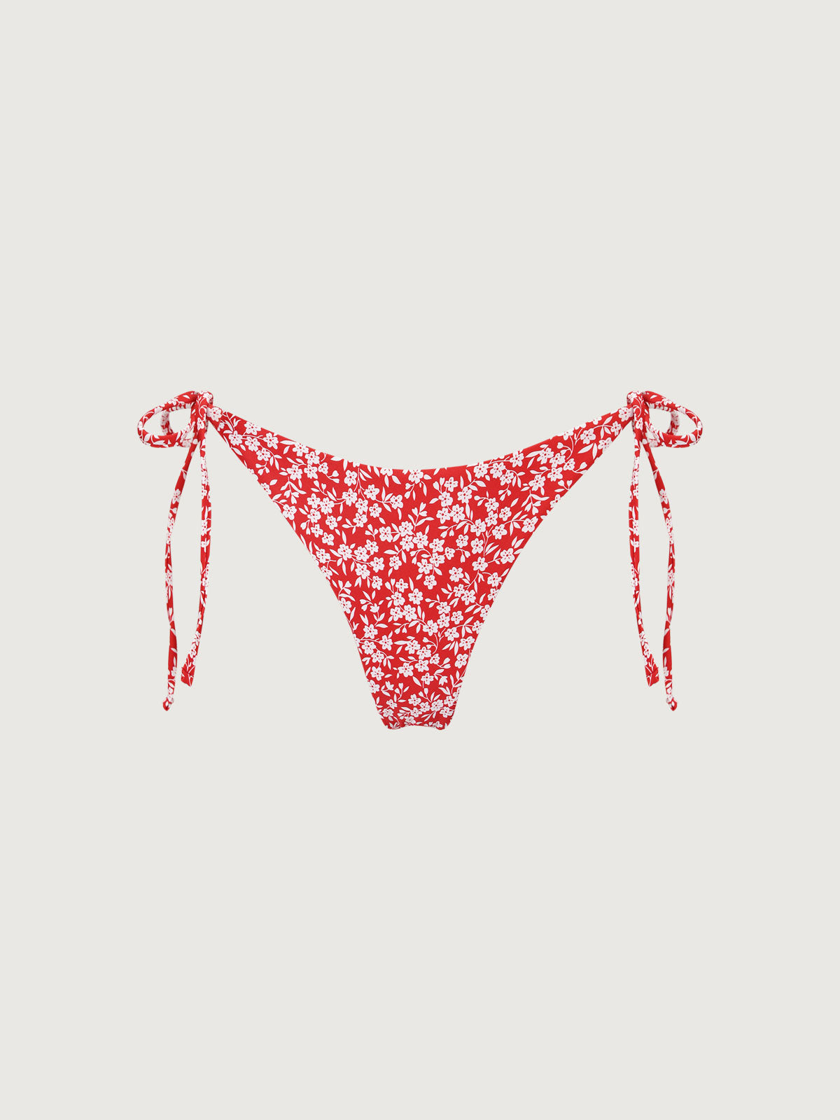 Red Reversible Tie Floral Bikini Bottom