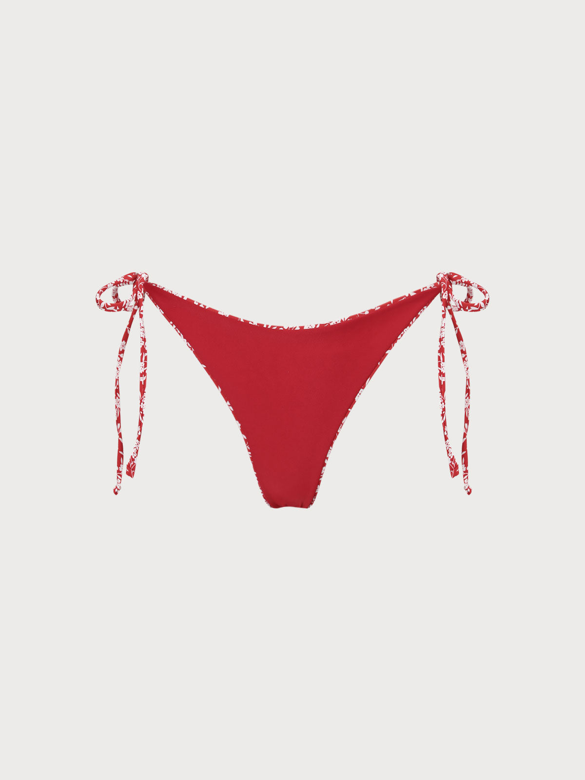 Red Reversible Tie Floral Bikini Bottom