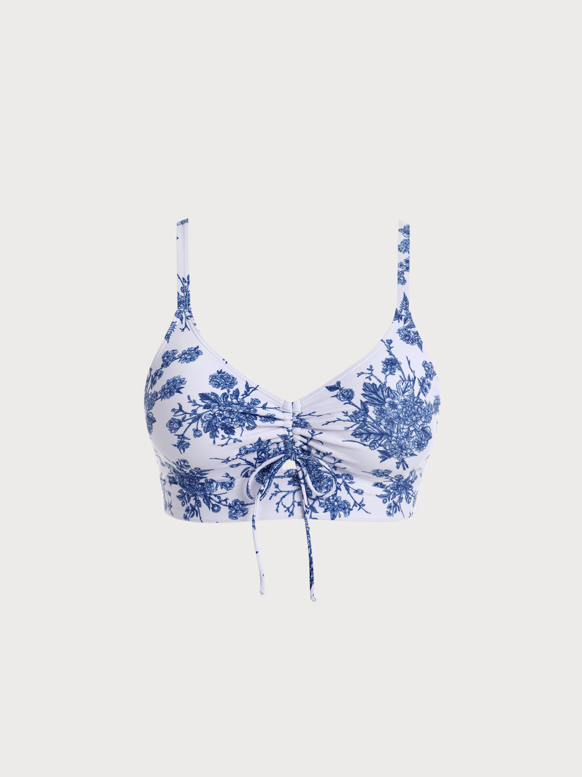 Ruched Floral Plus Size Bikini Top