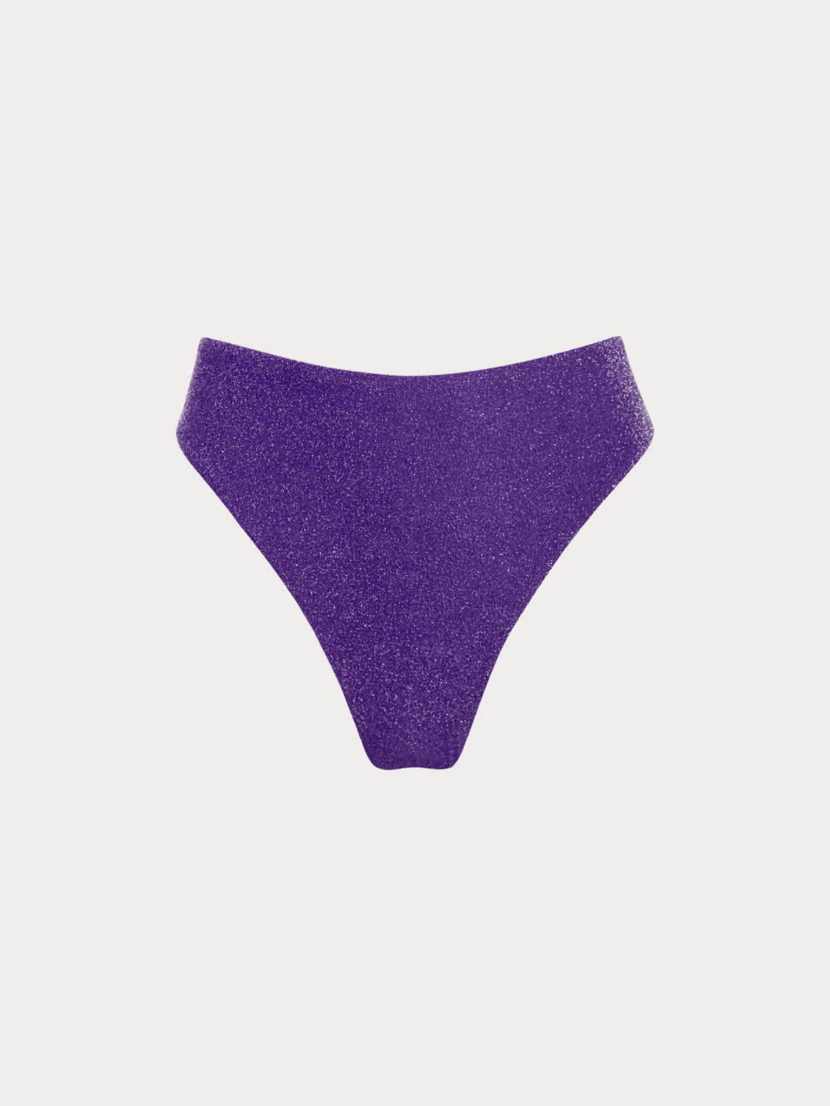Purple Solid Lurex Mid-Rise Bikini Bottom