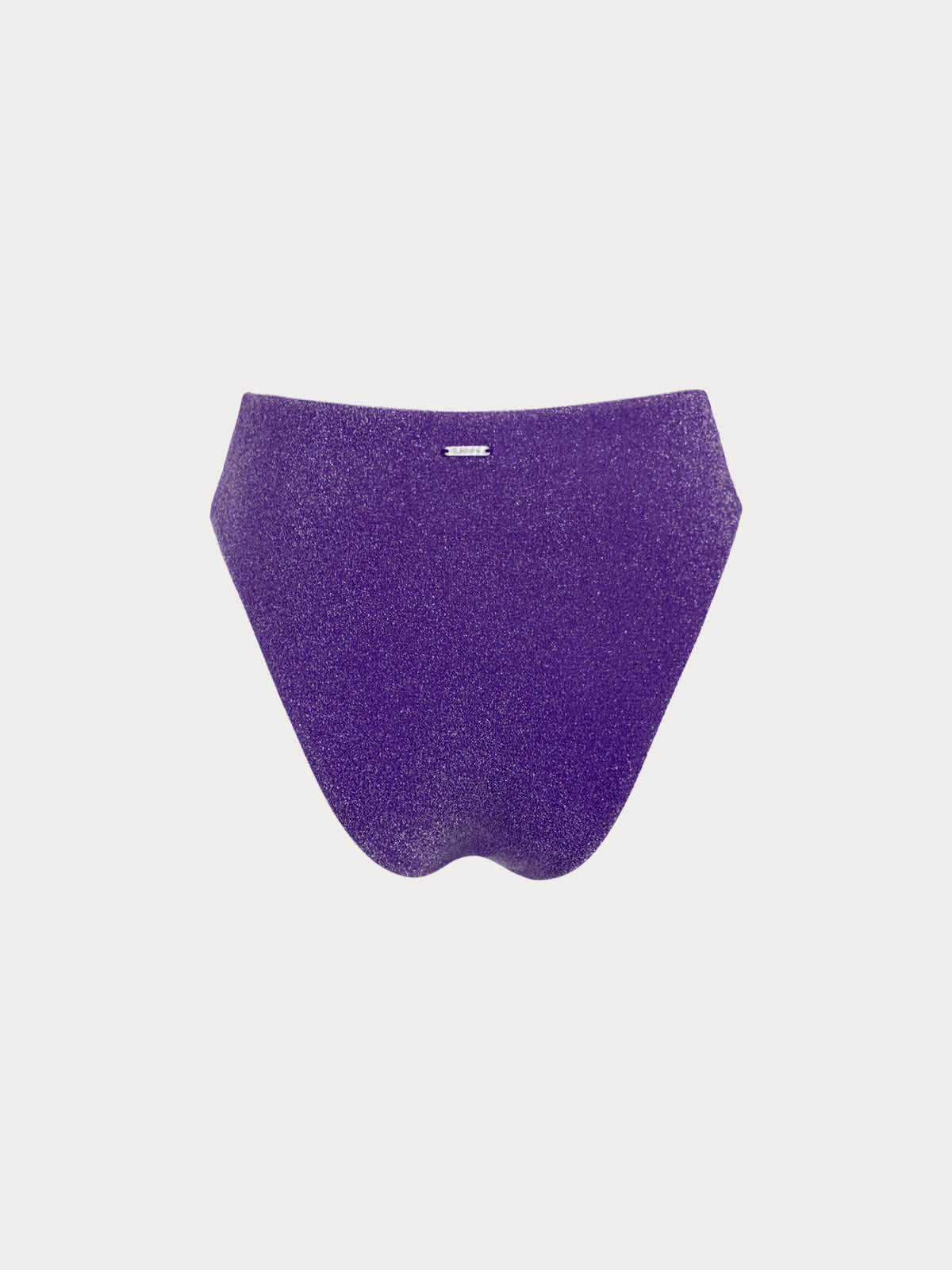 Purple Solid Lurex Mid-Rise Bikini Bottom
