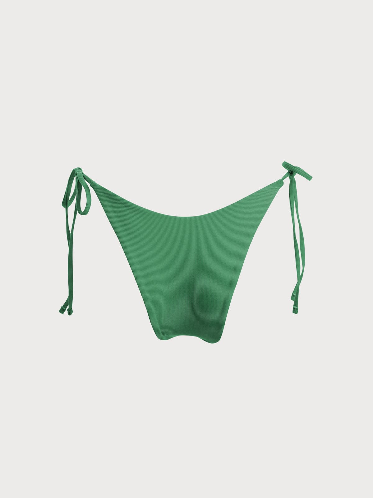 Ribbed Tie Reversible Bikini Bottom-Green